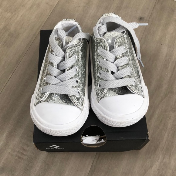 silver baby converse